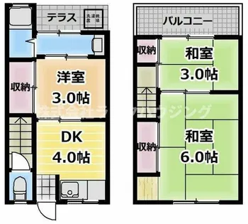 大阪府守口市大枝南町【テラスハウス】の間取り