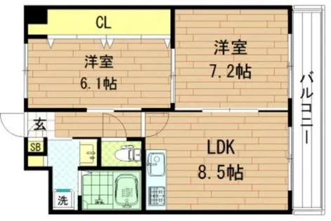 マンスフィールド桃谷【5階】の間取り