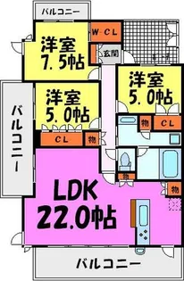ブランズ川西【1205号室】の間取り