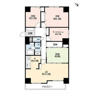 カルム琴似【8階】の間取り