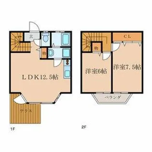 愛知県名古屋市守山区桔梗平2丁目【テラスハウス】の間取り