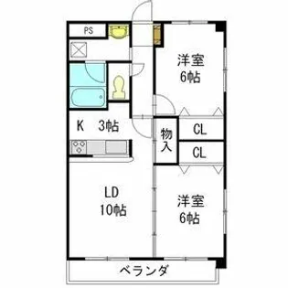 レージュ桔梗平【2階】の間取り
