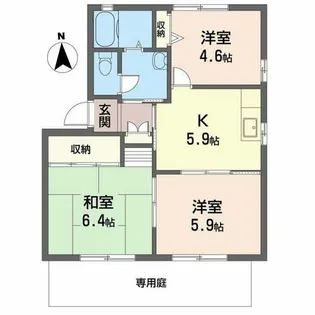 ディアス上ノ茶屋B【B101号室】の間取り