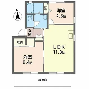 ディアス上ノ茶屋B【B101号室】の間取り