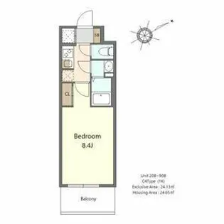 S-RESIDENCE堺浜寺axial【408号室】の間取り