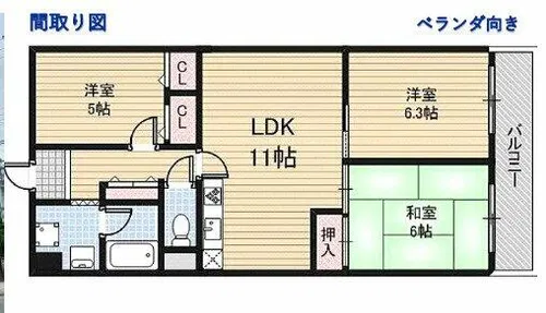 中本公園スカイハイツ【7階】の間取り