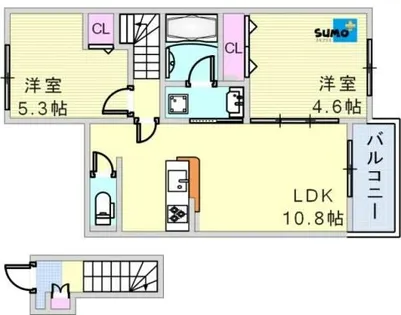 Y‘sテラス【202号室】の間取り