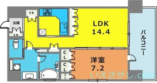 リーガル神戸三宮【1201号室】の間取り