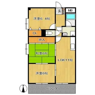 メルベーユ旭【106号室】の間取り