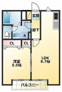 ベルリード加美北A棟【2階】の間取り