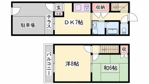 テラスハウス富士才【1号室】の間取り