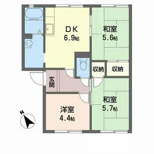 ガーデンハイツ緑ケ丘E,F,G,H【E105号室】の間取り