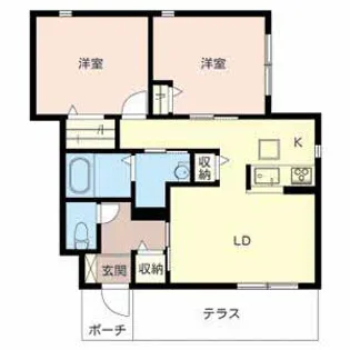 ロンド・ヴィル・ウエスト【102号室】の間取り