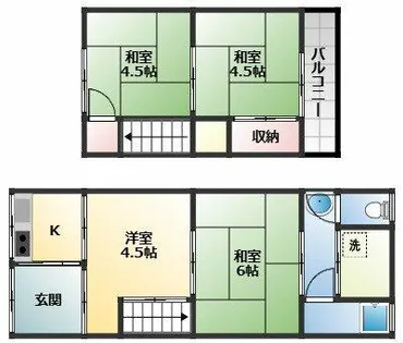 大阪府堺市北区新金岡町5丁【テラスハウス】の間取り