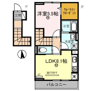 グランディール網干【203号室】の間取り