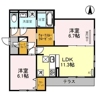 AZUR上中条【3階】の間取り