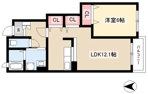 チェスナット ハートⅠ【201号室】の間取り