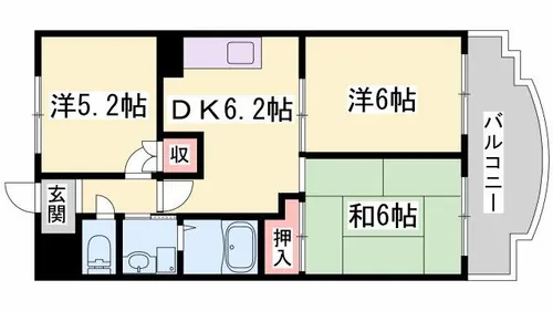 ロイヤルコーポ加古川【305号室】の間取り