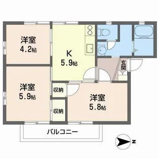 クレスコ【B201号室】の間取り