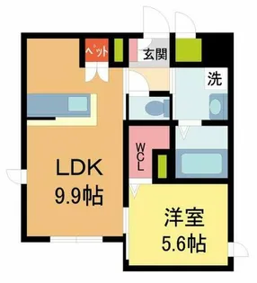 ヘーベルメゾン城ケ堀【101号室】の間取り