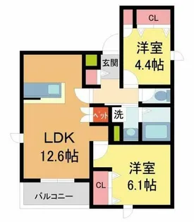 へーベルメゾン城ケ堀【201号室】の間取り