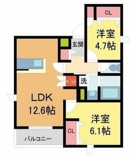 へーベルメゾン城ケ堀【301号室】の間取り
