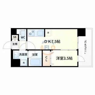 プロスパー江坂【6階】の間取り