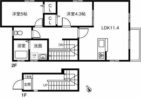 シャトー天王【201号室】の間取り
