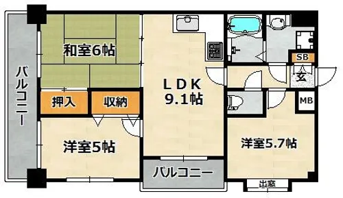 ロイヤルコート兵庫【3階】の間取り