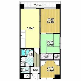 プレジデント柏原【6階】の間取り