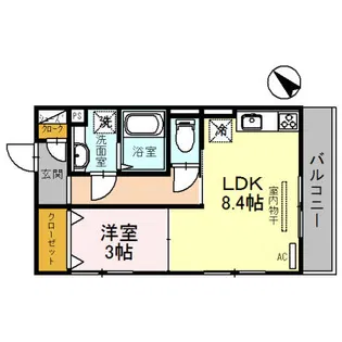 ラフィーネ亀山【2階】の間取り