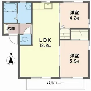 ディアス花北A棟【2階】の間取り