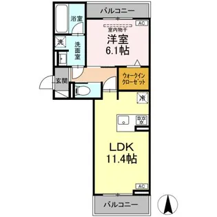 D-avance 花中 Ⅱ【3階】の間取り