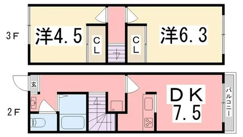 スマイルMASAGO【202号室】の間取り
