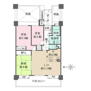 ファミール北大阪ライトコート【1103号室】の間取り
