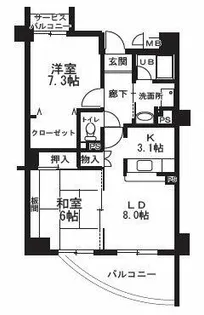 サンヴァレンティア【4階】の間取り