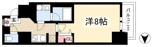 エス・キュート 丸の内【0601号室】の間取り