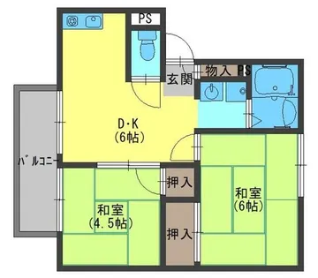 市原ハイツ2【2階】の間取り