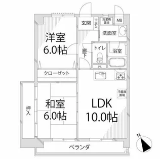 ウイング手柄【202号室】の間取り