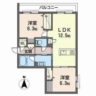シャーメゾン・ラ・スイートKAMIYA【0201号室】の間取り