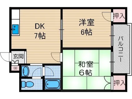 ハムロハイツ杉田B棟【1階】の間取り
