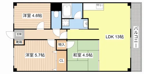 パールグレイス【301号室】の間取り