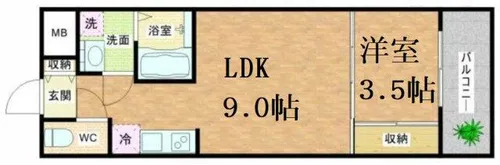 グランプラス谷町【3階】の間取り