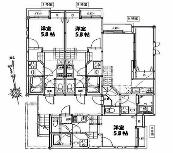 クレオ筥松六番館【1階】の間取り