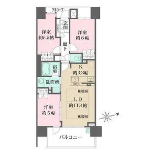 ザ・パークハウス宝塚【1409号室】の間取り