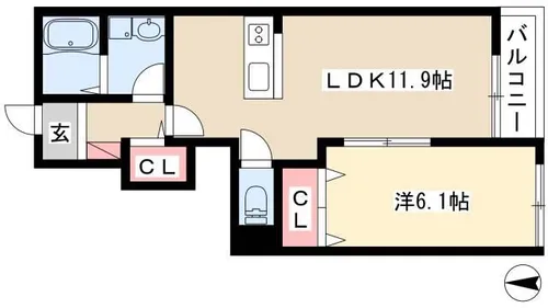 カーサ・アルカーディア【1階】の間取り
