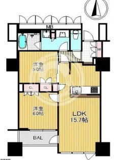 プレミストタワー靱本町【2104号室】の間取り