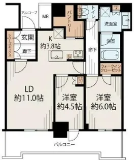 シエリアタワー大阪堀江【38階】の間取り