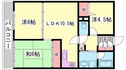 アルコ・ラ・カーサ姫路土山【304号室】の間取り