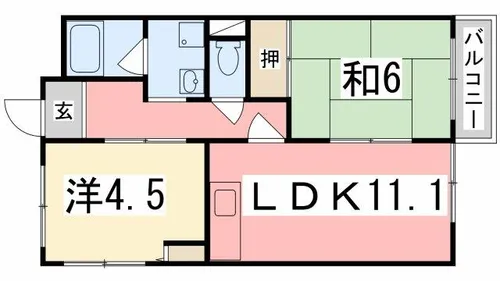 リッチウォーク城の東【2C号室】の間取り